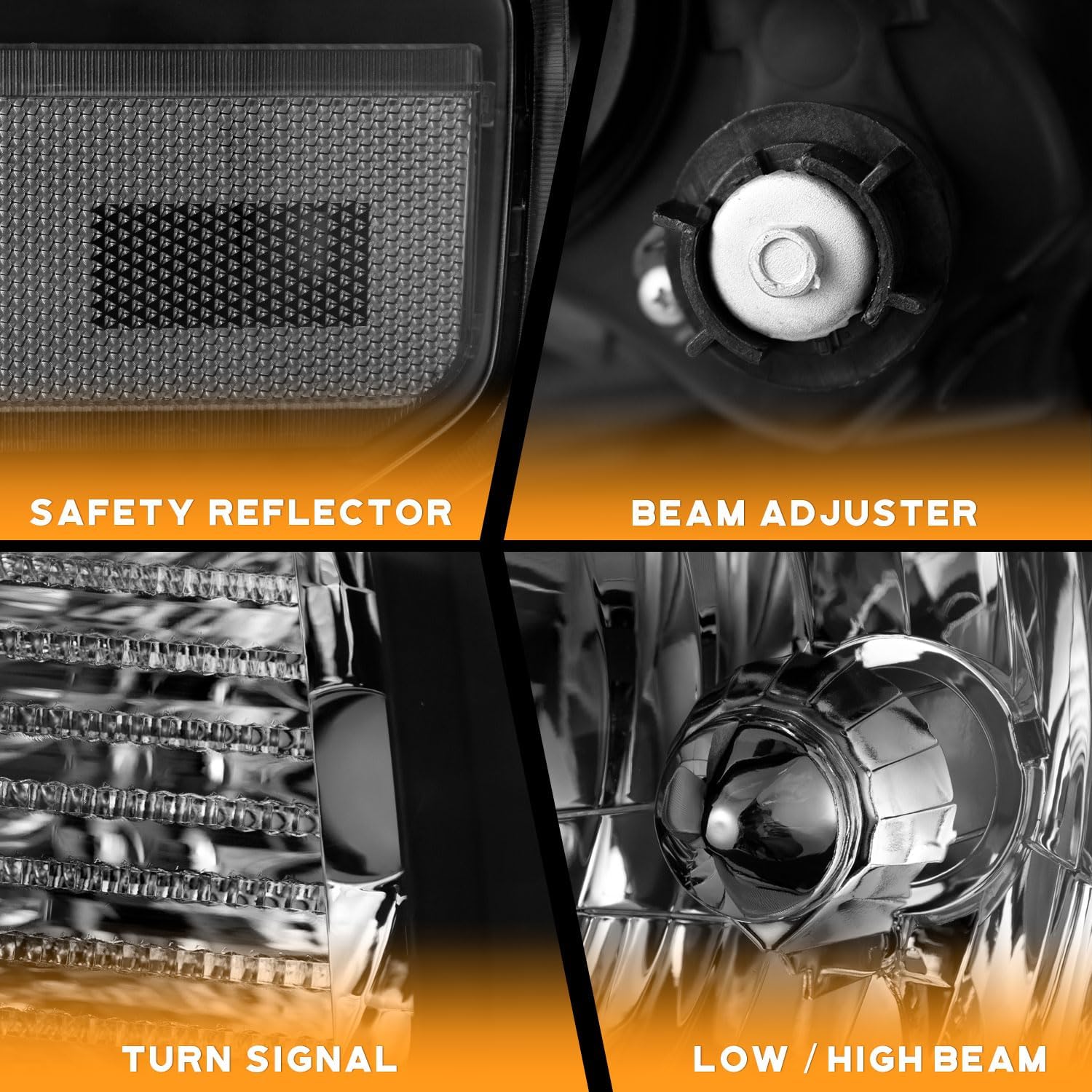 WEELMOTO Headlights Assembly Compatible with 2014-2021 Toyota Tundra, Not For Models W/Adjustable Headlight Leveling Dial/Buttons *Not Compatible* w/Factory LED DRL Models Left+Right Side