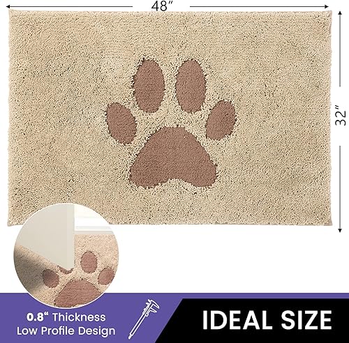 Miniatura 2 de Tapete para puerta de interior, tapete para perros para patas fangosas, súper absorbente, alfombra de entrada de bajo perfil con parte trasera