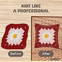 Vista 3 de Olikraft Tabla de bloqueo de ganchillo de 9.5" con clavijas, 50 alfileres, tablas de bloqueo cuadradas de abuela para proyectos de ganchillo