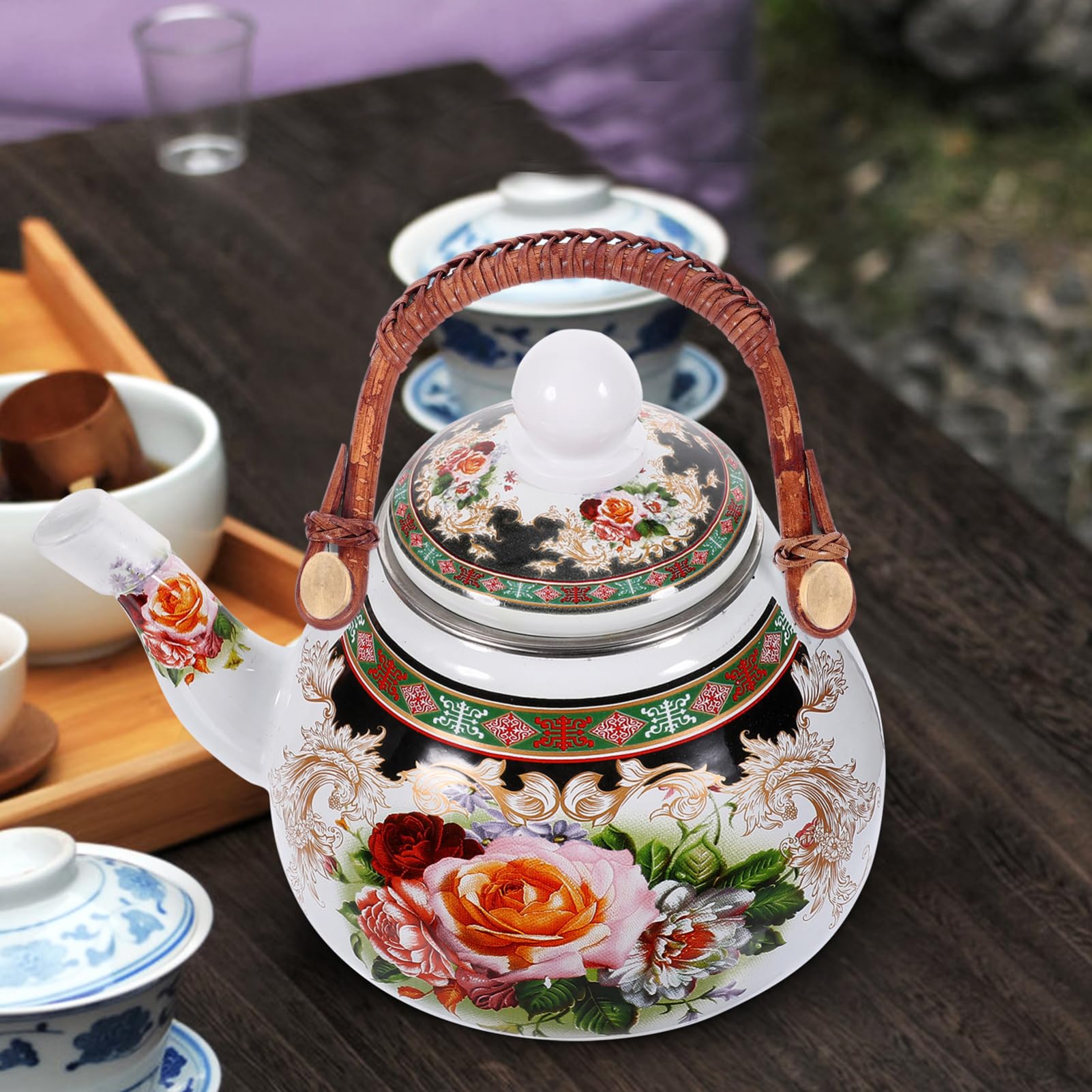 Cabilock Teapot Handle Replacement Rattan Tea Kettle Handle U Shaped Teapot Grip Handle for Coffee Pot Kettle Tea Maker Brown