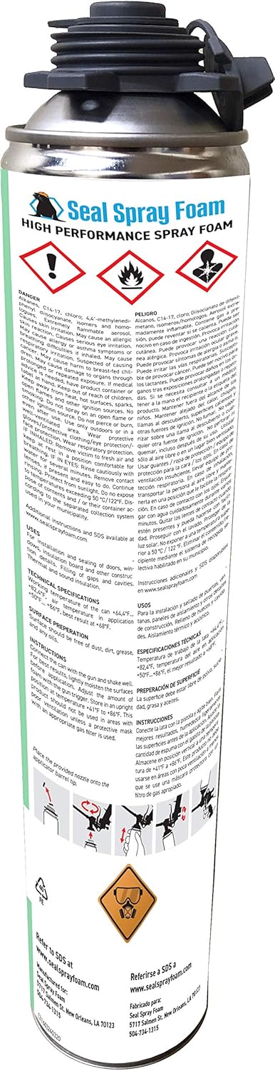 Seal Spray Foam High Performance 80% Plus Closed Cell Insulating Foam Can Kit w/ Angle Gun Applicator and 1 Can of Cleaner (150 Board FT-6 Cans)