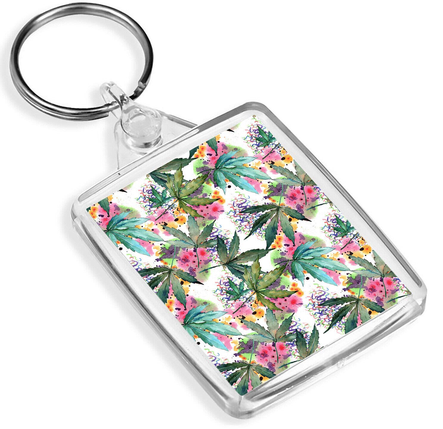 Destination Vinyl Keyrings Unisex Multi Cannabis Leaves Pattern Keyring - Marijuana Weed Colourful Keychain Gift #16560