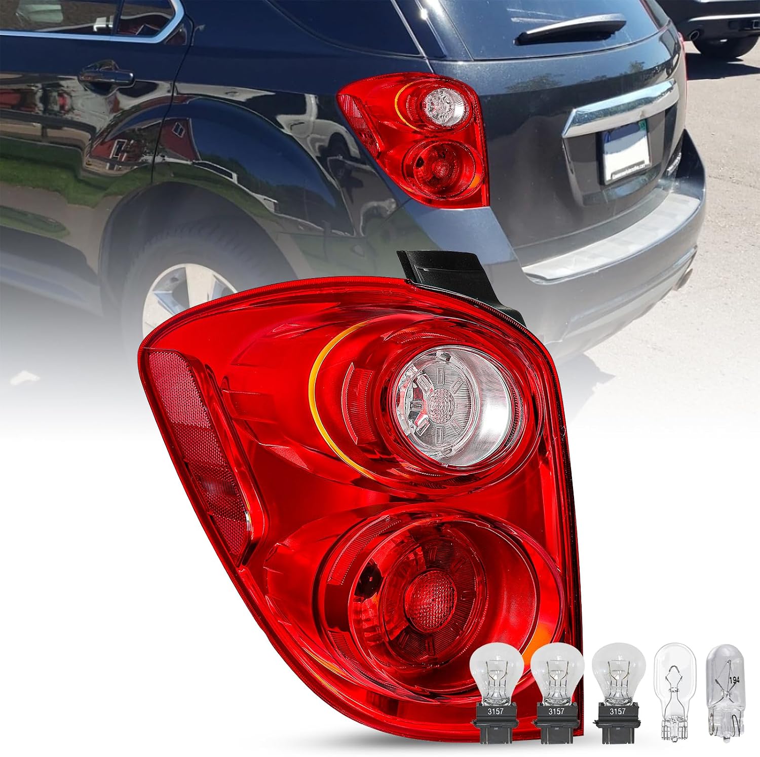 SOCKIR Tail Light Assembly Fits 2010-2015 Chevrolet Chevy Equinox Rear Taillight Halogen Outer Tail Lamp (Left Driver Side)