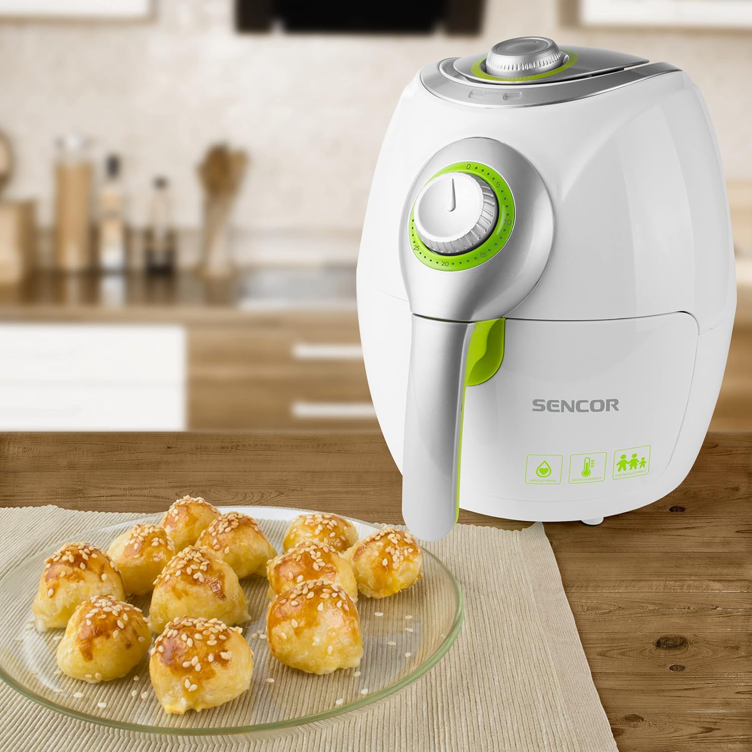 SENCOR SFR 3220WH FRIGGITRICE AD Aria Calda, 1500 W, 2.6 Litri, Green, White SENCOR SFR 3220WH FRIGGITRICE AD Aria Calda, 1500 W, 2.6 Litri, Green, White