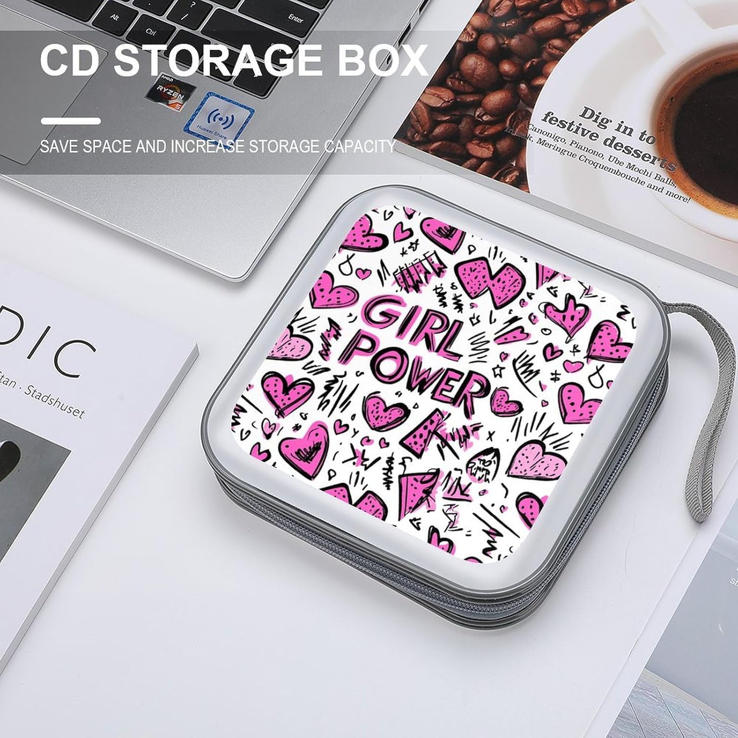 Girls Power Leopard Print Love Heart Protective CD Case Storage Rack 40 Capacity DVD Holder Organizer Car Travel