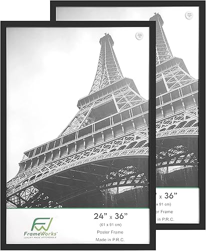 Vista 149 de FrameWorks Marco para póster de madera de 18 x 24 pulgadas, marcos clásicos de color negro mate con vidrio acrílico inastillable, fotos, pósters