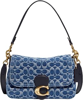 COACH womens Washed Denim Signature Soft Tabby Shoulder Bag