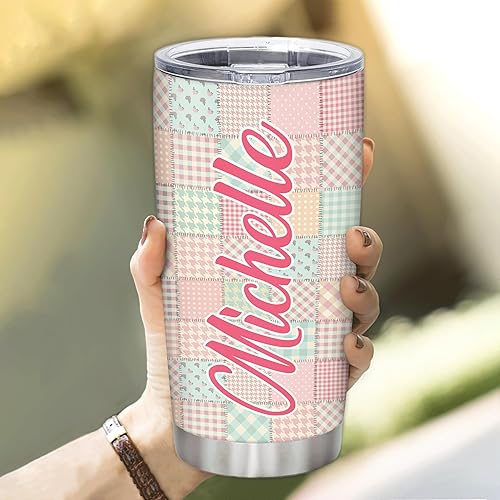 Miniatura 5 de Hyturtle Regalos personalizados para los amantes de la costura, vaso de acero inoxidable con nombre impreso de costura, 20 onzas con tapa, idea de