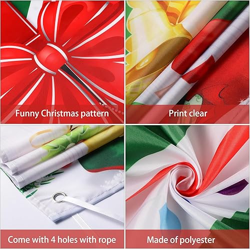 Miniatura 3 de 2 carteles colgantes de puerta de Navidad con texto en inglés «Merry Christmas» para puerta delantera, caja de regalo de Navidad de 71 x 35 pulgadas