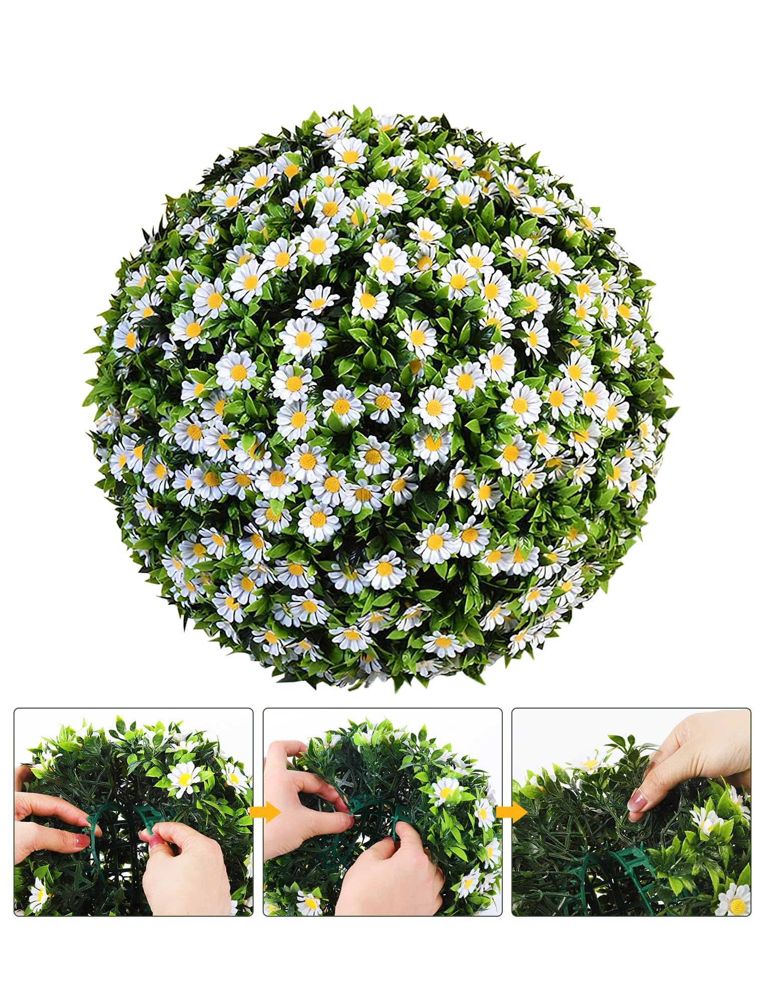 Boule topiaire artificielle en forme de marguerite, boules de buis artificielles à suspendre, boules de plantes artificielles pour intérieur et extérieur, boule de plantes vertes, décoration de jardin