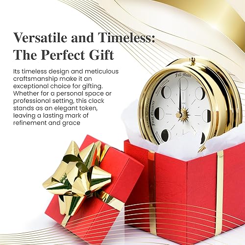 Miniatura 5 de Reloj tradicional de fase lunar de latón macizo del hemisferio norte, hecho a mano en Inglaterra, caja de latón pesado (14.4 lbs), 6 x 2 pulgadas,