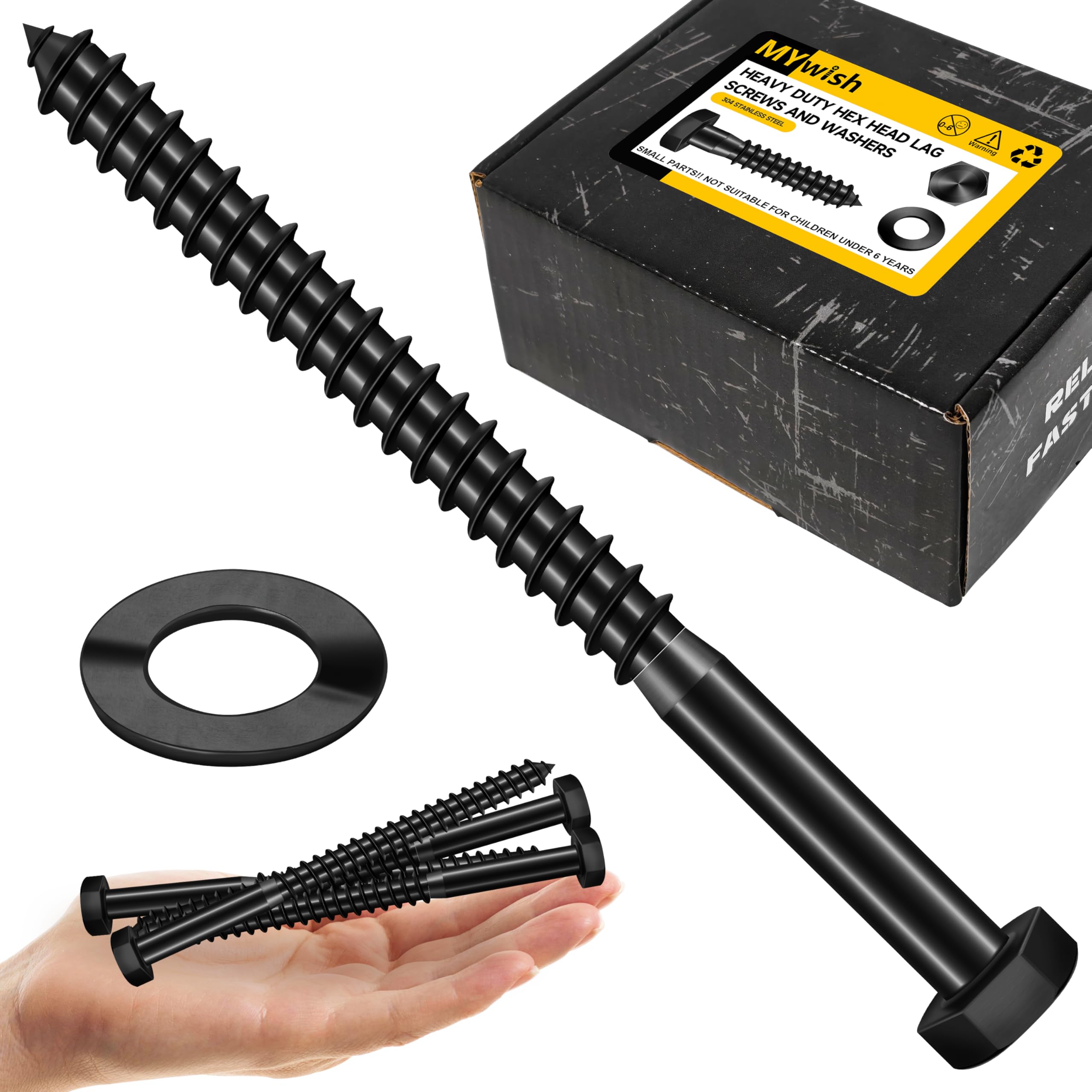 Stainless Steel Lag Screws - 25 Sets 1/2" x 3" -12