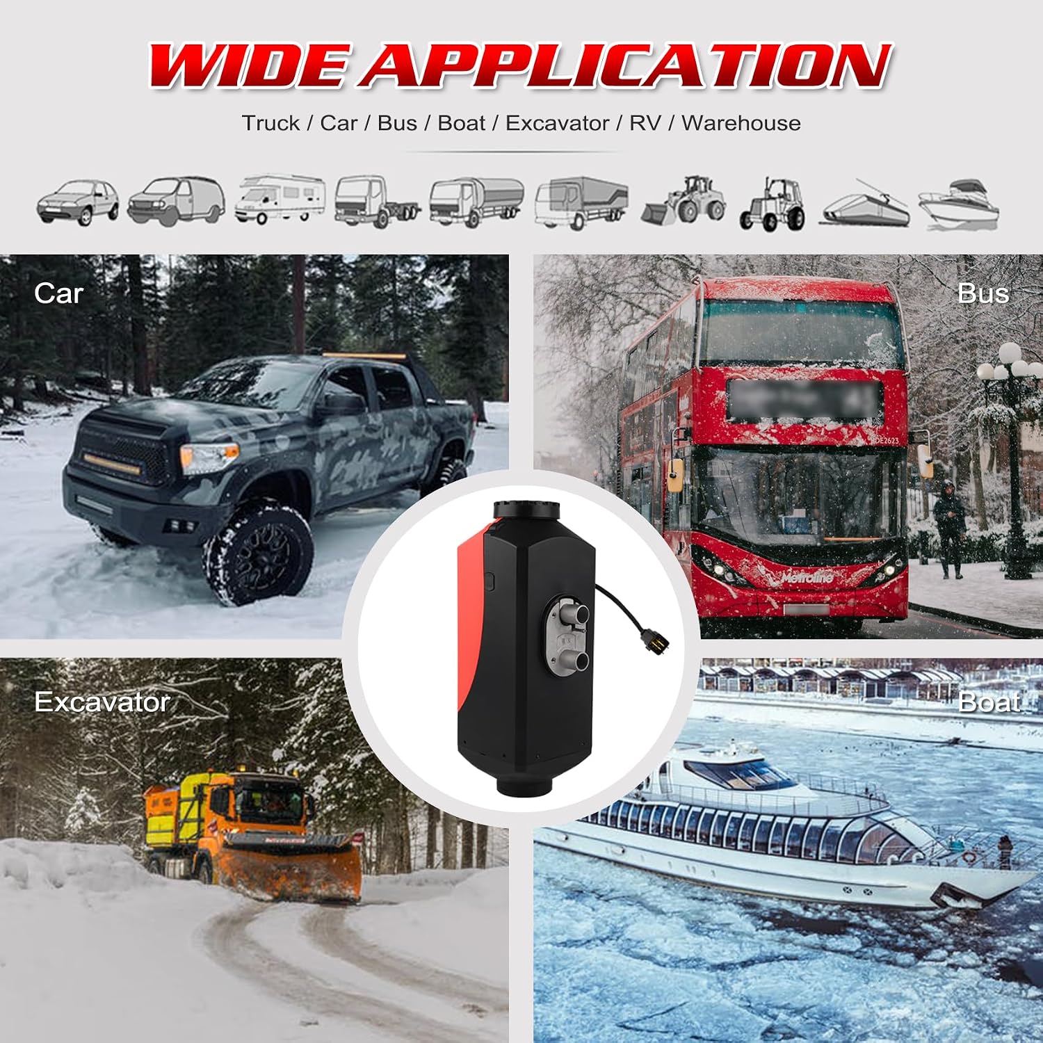 12V 8KW Diesel Air Heater Parking Heater Diesel Heater, w Remote Control/LCD Monitor for Trucks, Boats, Buses, Motorhome, APP Control