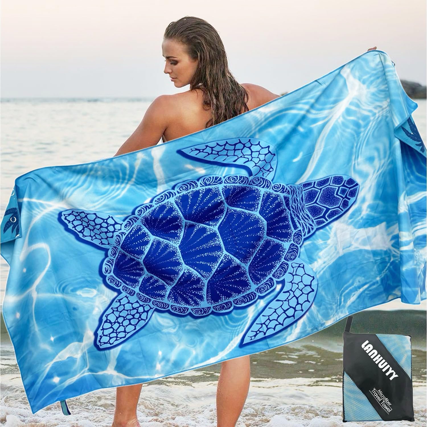LANHUIYY (180 x 80 cm, grande telo da spiaggia, per sport, viaggi, yoga, campeggio, spiaggia, palestra, in microfibra (K-01, 80 x 180 cm)