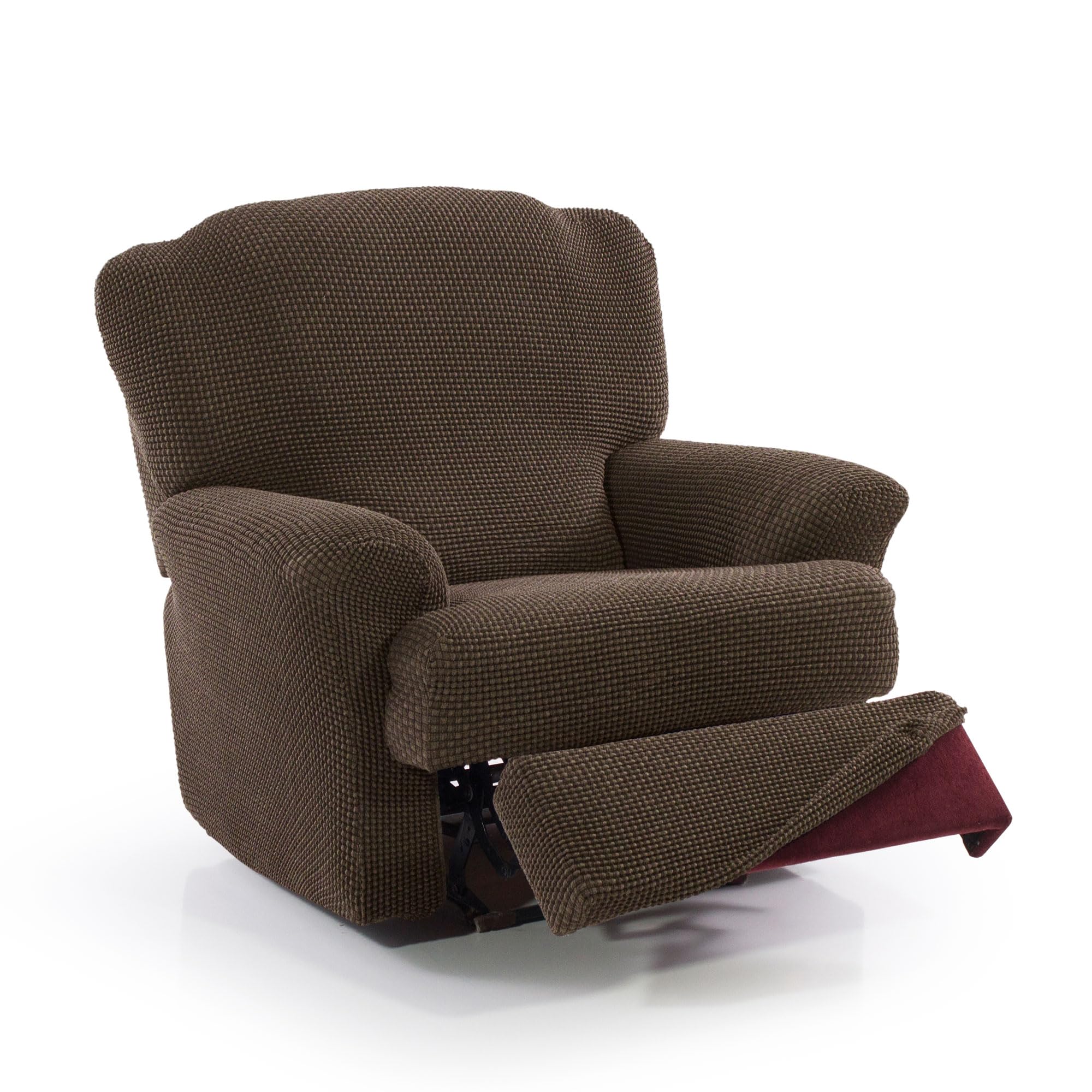 Funda Super Elástica Sillón Relax de 70 a 90cm | Modelo NOVELE | Ante | Funda sillón reclinable pies Separados | Protector de Calidad de Tejido Jacquard Tacto algodón OEKO-TEX STANDARD 100