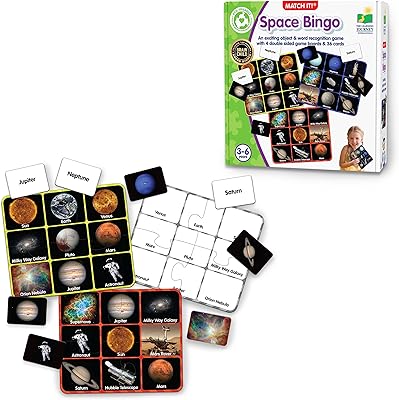 The Learning Journey: Match It! Bingo - Space - Reading Game for Preschool and Kindergarten 36 Picture Word Cards,Multi