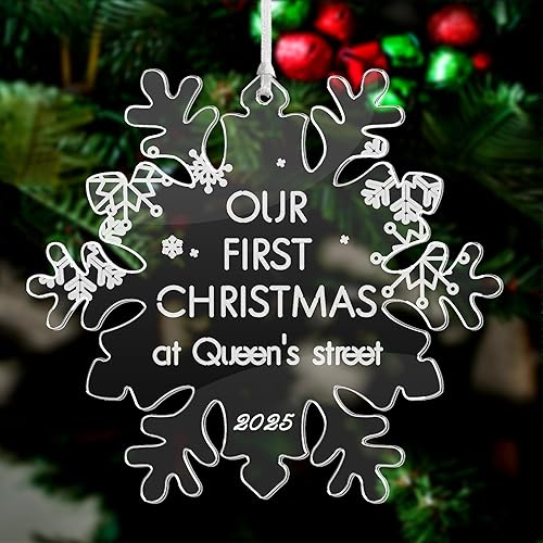 Adornos de Navidad personalizados grabados, decoraciones de Navidad acrílicas, adornos personalizados para árbol de Navidad con cualquier nombre,