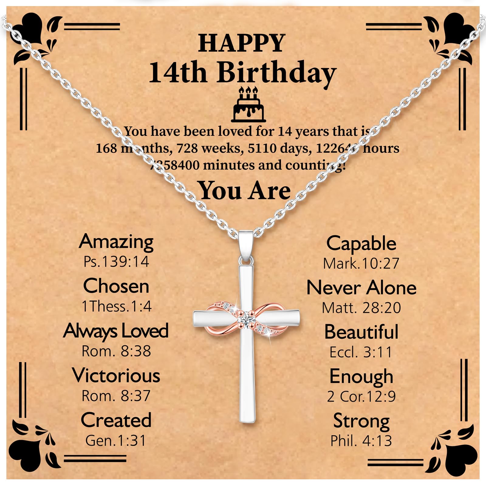 Easter Basket Stuffers - Happy 10th 11th 12th 13th 14th 16th 18th 21st Birthday Gifts for Girls,Forever Infinity Cross Necklace Religious Presents Gifts for Women Daughter Her