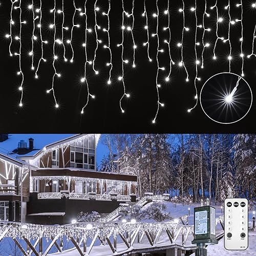 Miniatura 10 de Brightown Luces de Carámbanos para Exteriores, 66 Pies 736 Luces LED de Carámbanos de Navidad con 138 Gotas, 8 Modos, Luces de Cadena de Navidad con