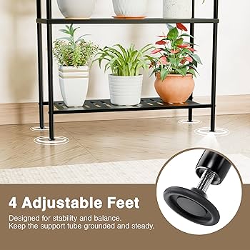Serbasic Plant Stand Indoor Outdoor, 3 Tiered Heavy Duty Metal Plant Shelf For Multiple Plants, Hanging Tall Plant Rack With Wheels For Patio Room Corner Balcony Garden, Black