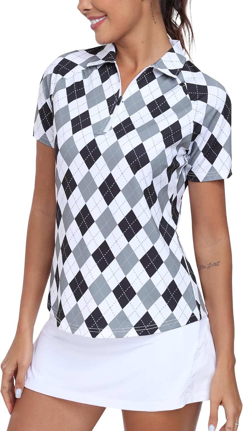 MoFiz Women's Golf Polo Shirt Short Sleeve Collared 1/4 Zip Athletic Tennis Shirt Quick-Dry Lightweight Summer Casual Tops - Image 2