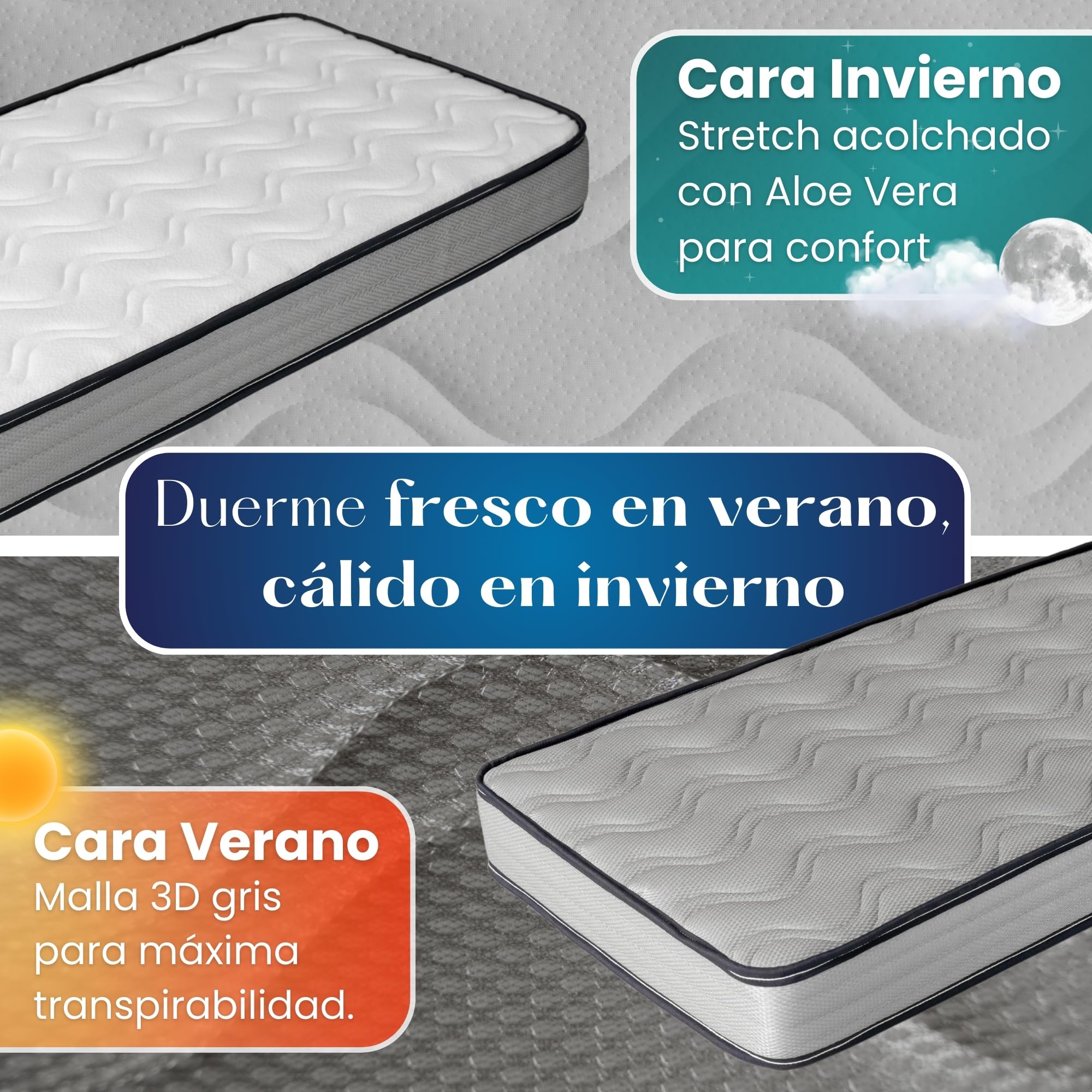 P PARVULÍ PARVULI Colchón Cuna Bebé 117x57 cm - Doble Cara Verano/Invierno - Viscoelástico + HR - Transpirable y Antiaxfixia - Certificado Oeko-Tex