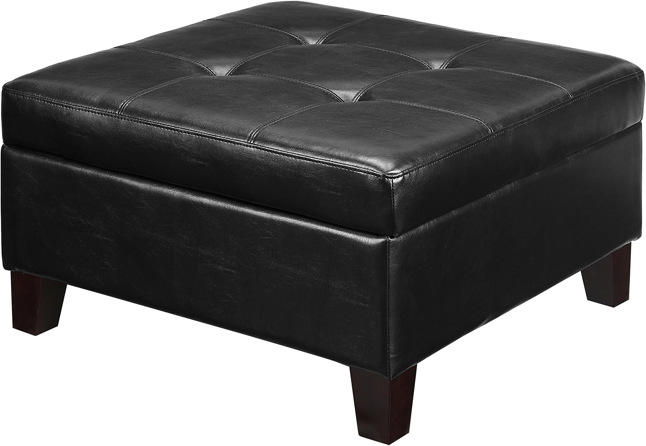 Dorel Asia Hadfield Square Faux Leather Storage, Black