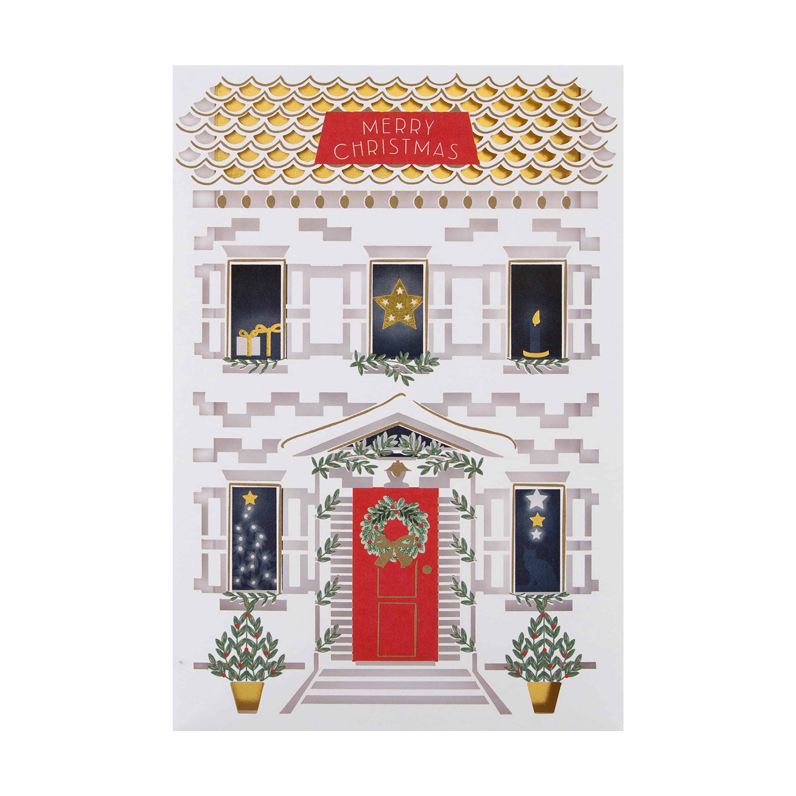 Hallmark Weihnachtskarten für Wohltätigkeitsorganisationen – 5 Stück Premium Festive Home Design, 25572270, Premium House Weihnachtskarten-Set (Packung mit 2)