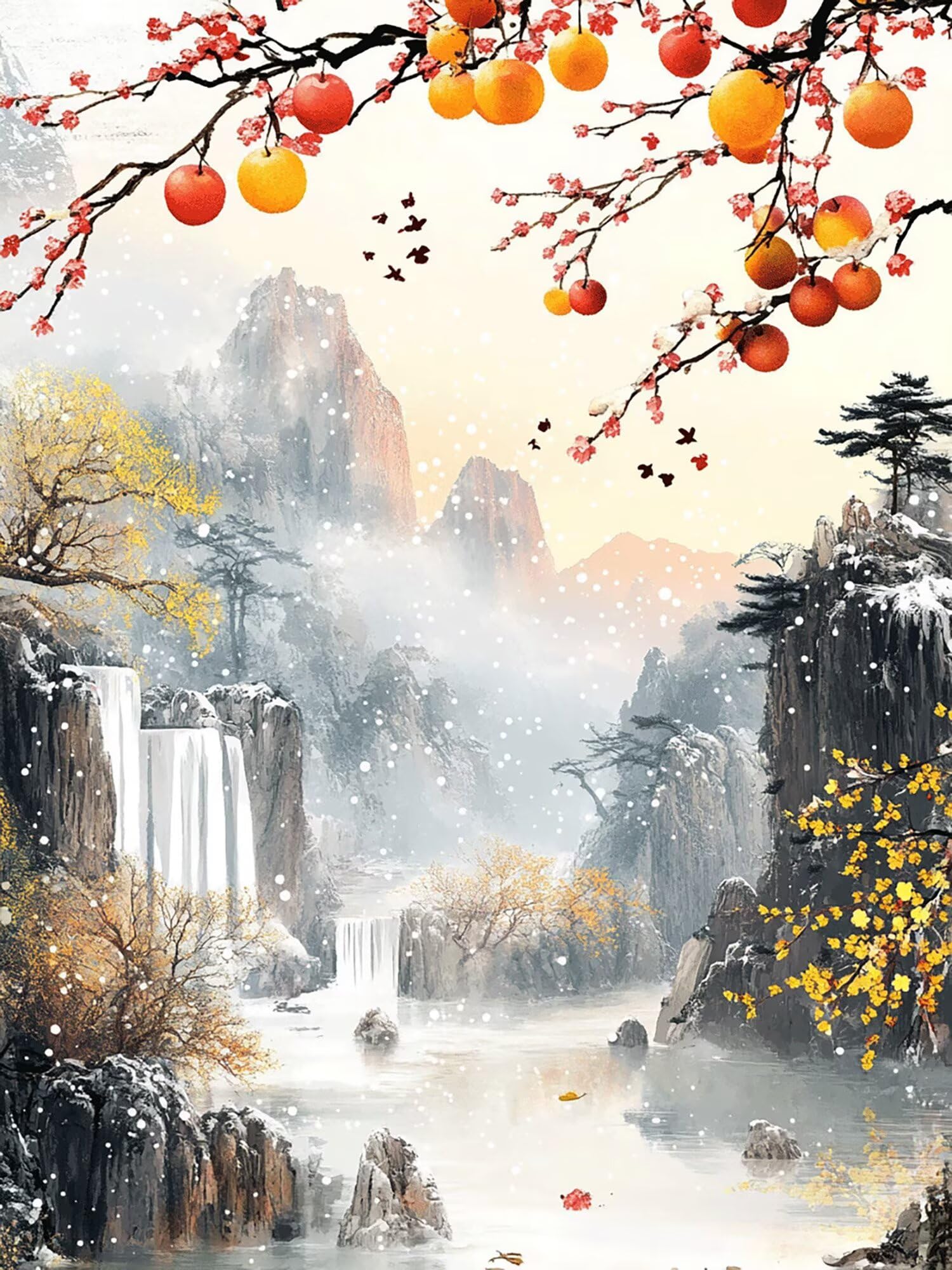 Diamond Painting Erwachsene Landschaft 5D Diamond Painting Schnee Muster DIY Set Erwachsene Anfänger Vollbohrer Diamanten Malerei Stickerei Bastelset für Zimmer Wand Deko Schlafzimmer 60x80cm,Model815
