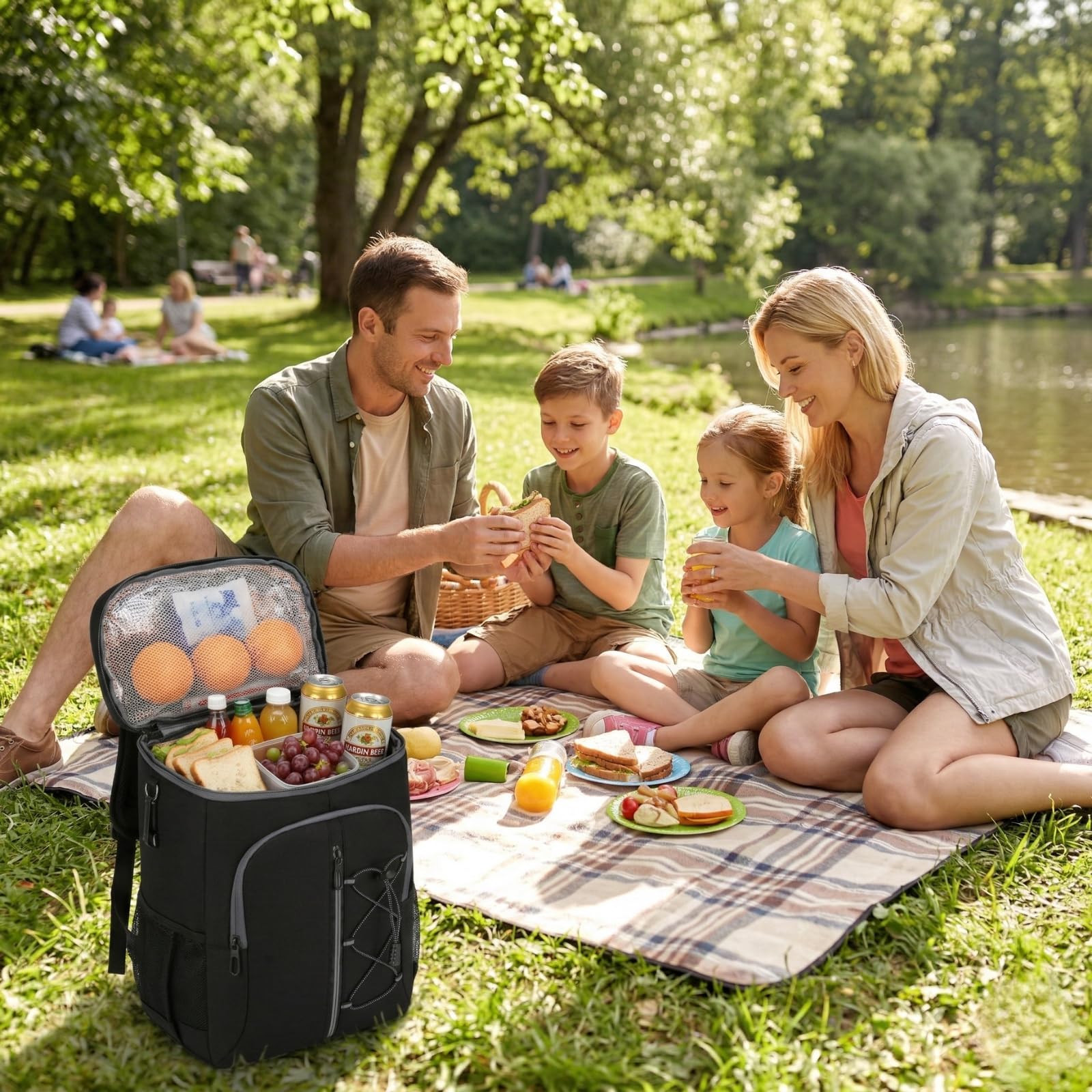 JANSBEN Sacs isothermes de pique-nique 15 l avec décapsuleur Panier de pique-nique étanche Sac isotherme Sac à déjeuner pour travail, excursion, pique-nique, barbecue, camping, école, plage