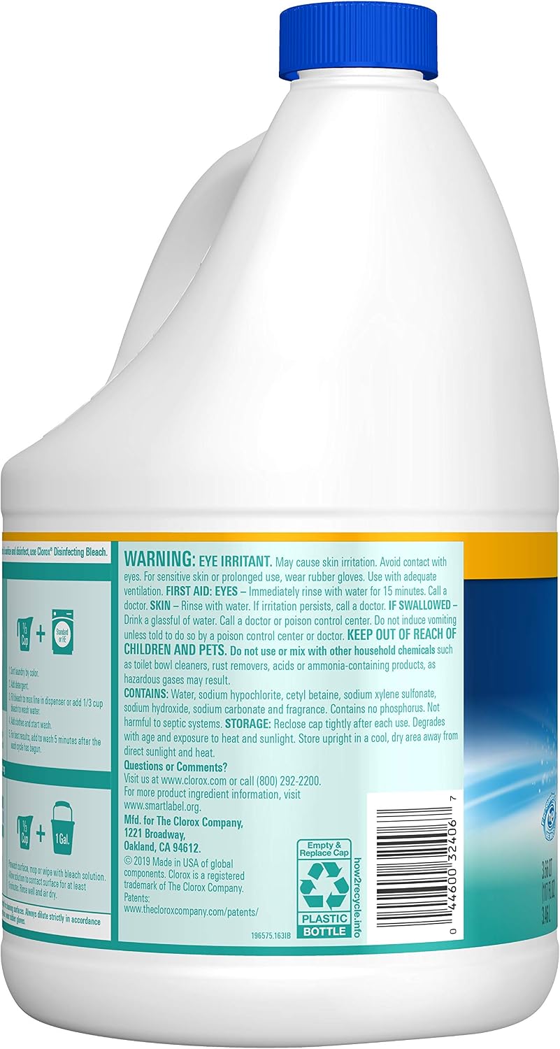 Clorox Bleach Liquid Splash-Less Clean Linen Concentrated, 117 Fl Oz image 2