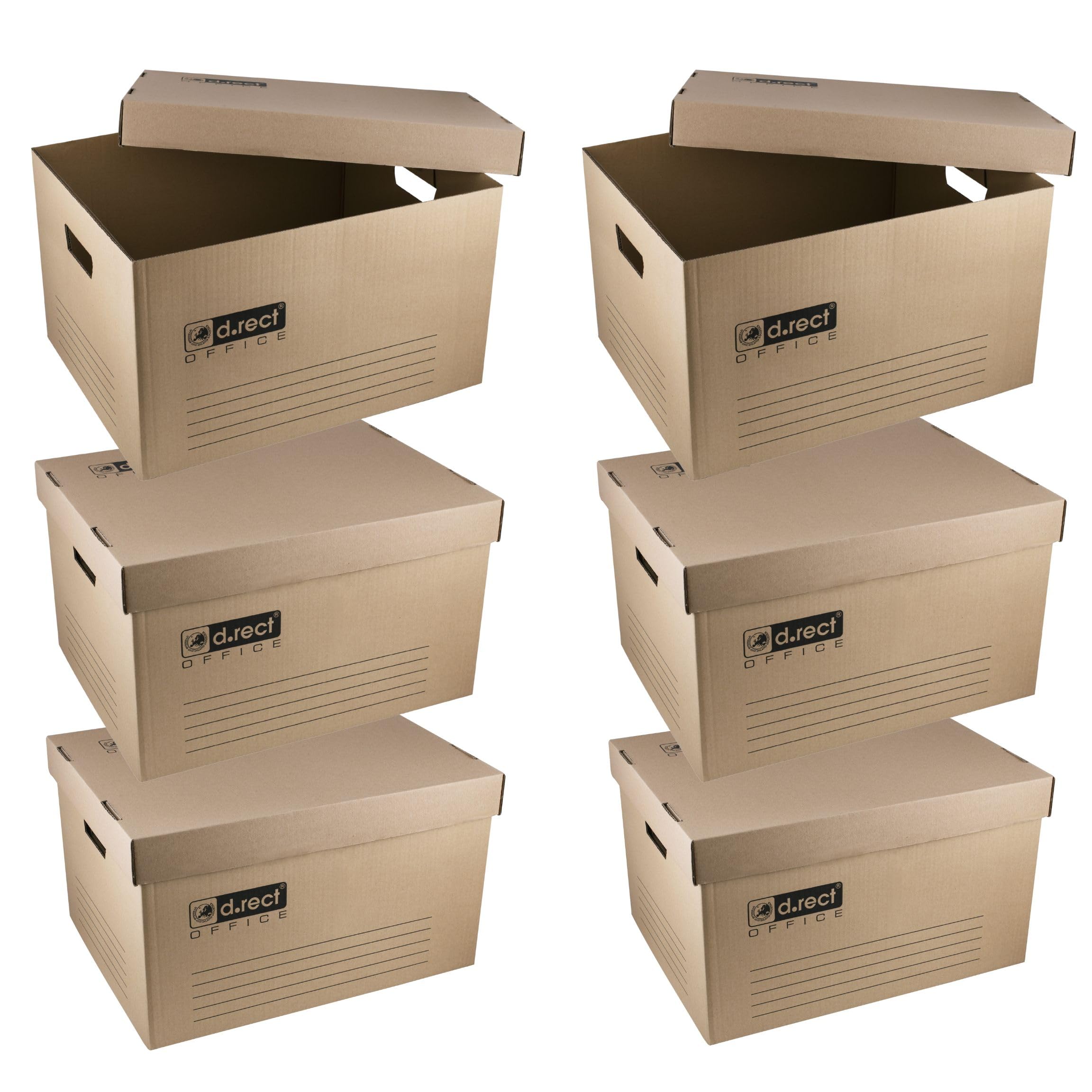 D.RECT KEEP.IT 2105 Set de 6 Caja Contenedora para 4 Cajas de Archivo 105 mm – Cartón 420 g/m² libre de ácido – Con tapa separada y FSC