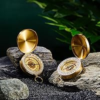 Vista 4 de Dunzy Camping Survival Compass Glow in The Dark Metal Pocket Compass for Hiking Military Navigation Tool for Hiking Hunting Climbing Camping Party