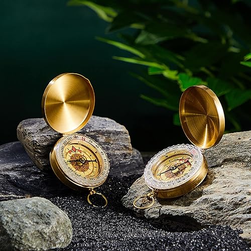 Miniatura 4 de Dunzy Camping Survival Compass Glow in The Dark Metal Pocket Compass for Hiking Military Navigation Tool for Hiking Hunting Climbing Camping Party