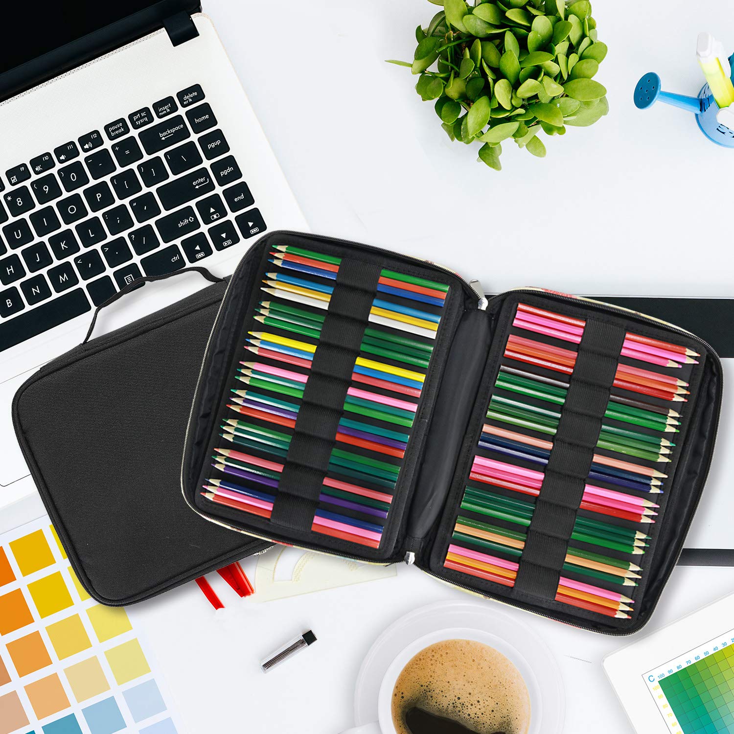 YOUSHARES Trousse à Crayons 166 emplacements 01, Noir, 11.6 x 8.5 x 2.4 inches, Voyage, Plateaux