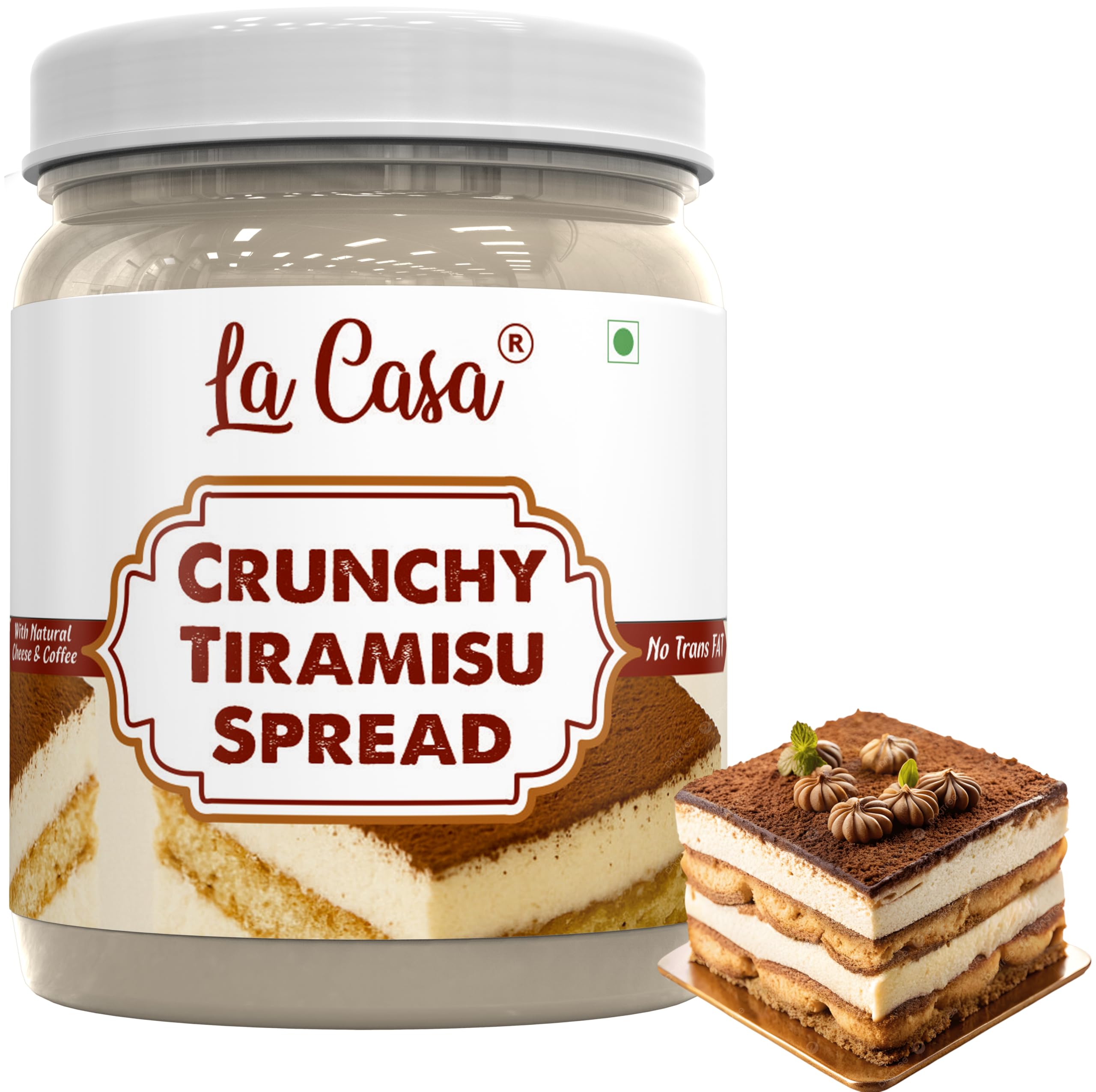 La Casa Crunchy Tiramisu Chocolate Spread | With Natural Cheese & Coffee | Made in India | 350g |-image-26