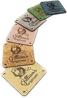 Unique cork leather labels, personalized leather labels, custom clothing labels made from vegan eco friendly sustainable cork leather, 25 pc