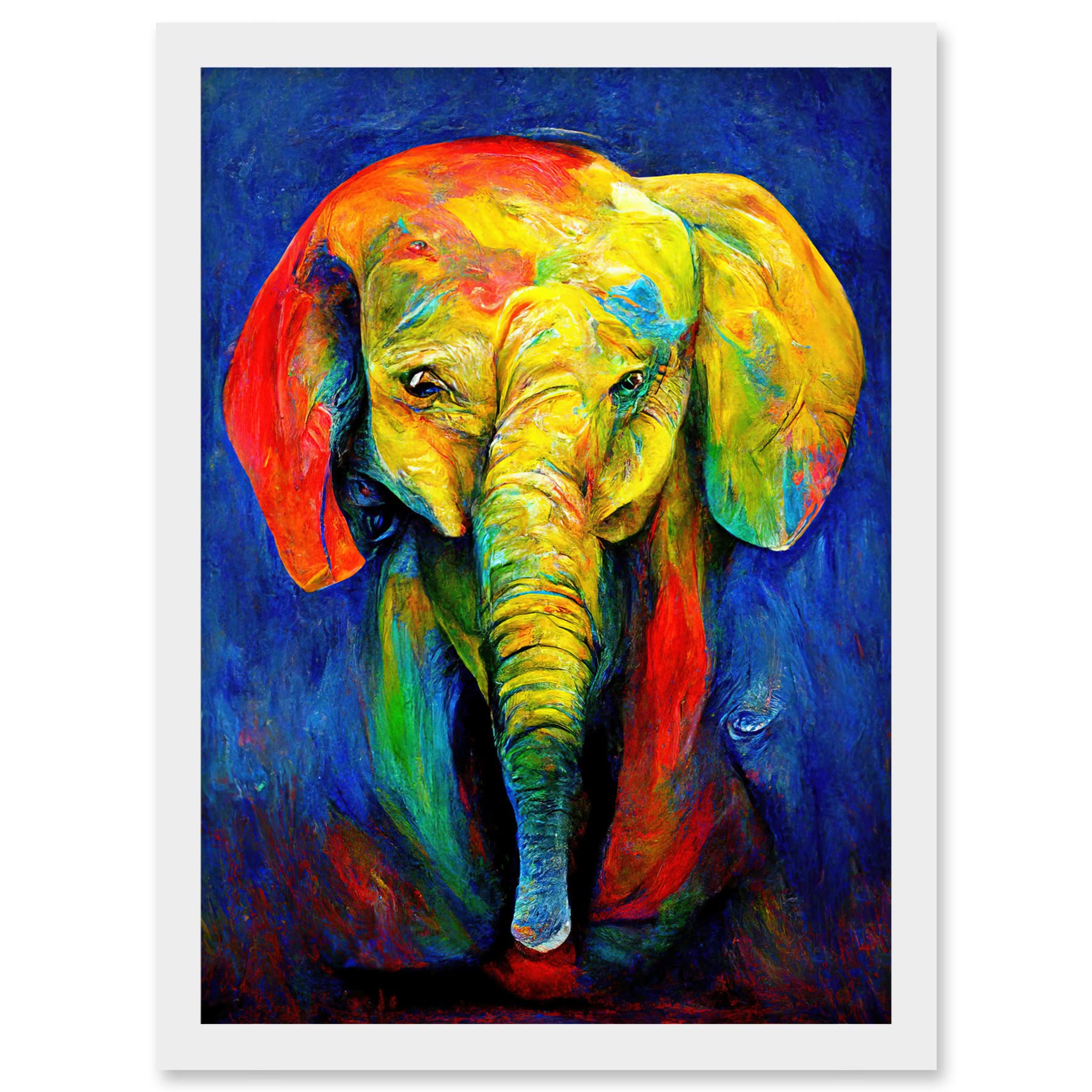 Doppelganger33 LTD Surreal Baby Elephant Colourful Abstract Bright Artwork Framed A3 Wall Art Print