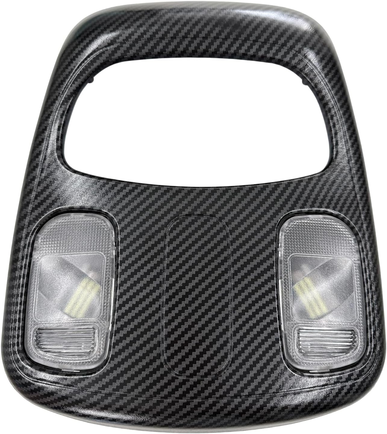 Upgrade Overhead Console Assembly Fit for 2002-2010 Dodge Ram 1500 2500 3500 4500 5500,Replace 1DK78BD1AA - Black Carbon Fibre Cab Interior Ceiling Dome Map Reading Light Lamp Map Lights