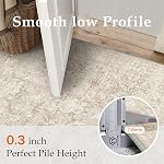 6x9 Zone lavable Rug pour salon Chambre Beige Neutre Vintage Tapis Low Pile Soft Thin Tapis Salon Détresse Non-dérapable Aspirateur Grand étage Rug Pour salle à manger Intérieur