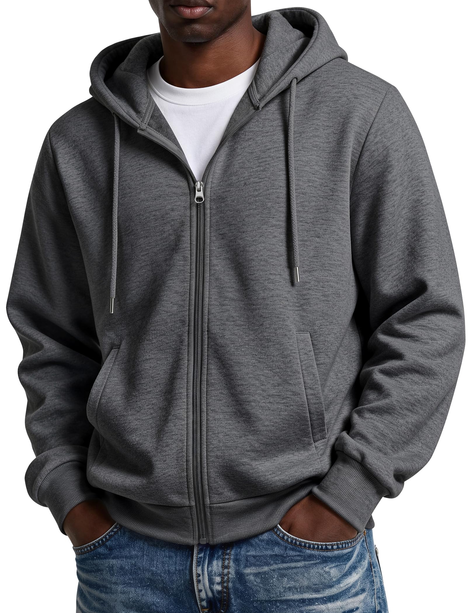 COOFANDY Men Full Zip Hoodie Fleece Zipper Sweatshirt Casual Hooded Jacket
