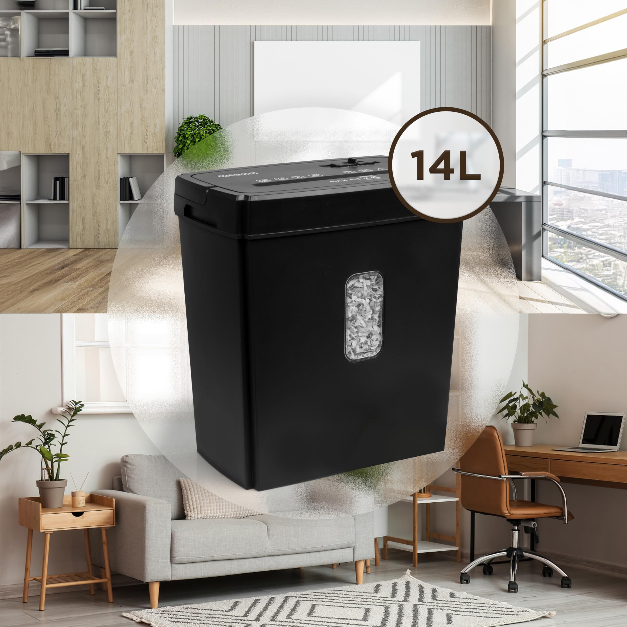 Duronic PS657 Destructeur de Documents 170W pour 5 Feuilles de Papier A4 | Coupe croisée | Réservoir de 15 L | Retour en arrière | Anti bourrage de Papier | en conformité avec Le RGPD
