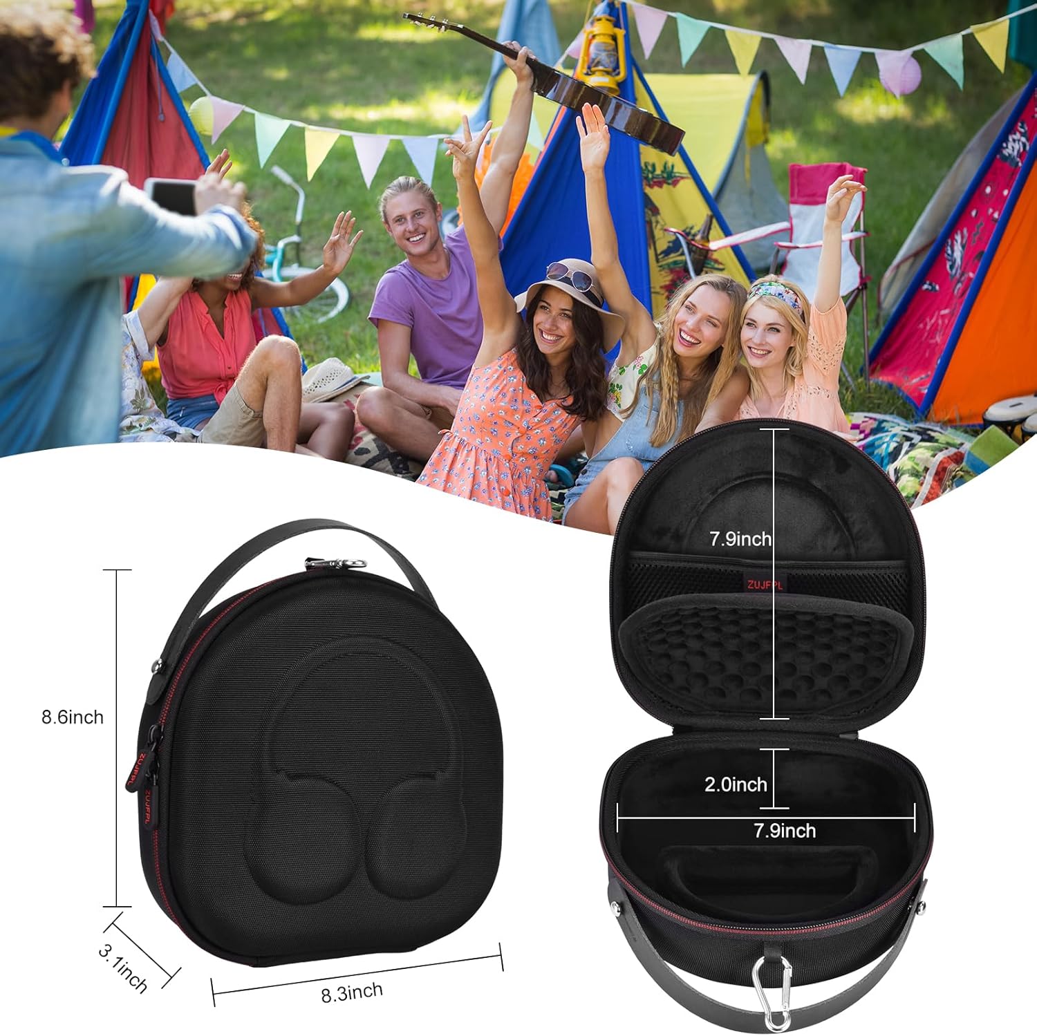 EVA Hard Case Compatible with JBL Tune 710BT / 720BT / 770NC, and Sony WH-CH710N/WH-CH720N/WH-CH702N Noise Canceling Wireless Headphones, Premium Travel Protective Storage Bag - Black - Image 5