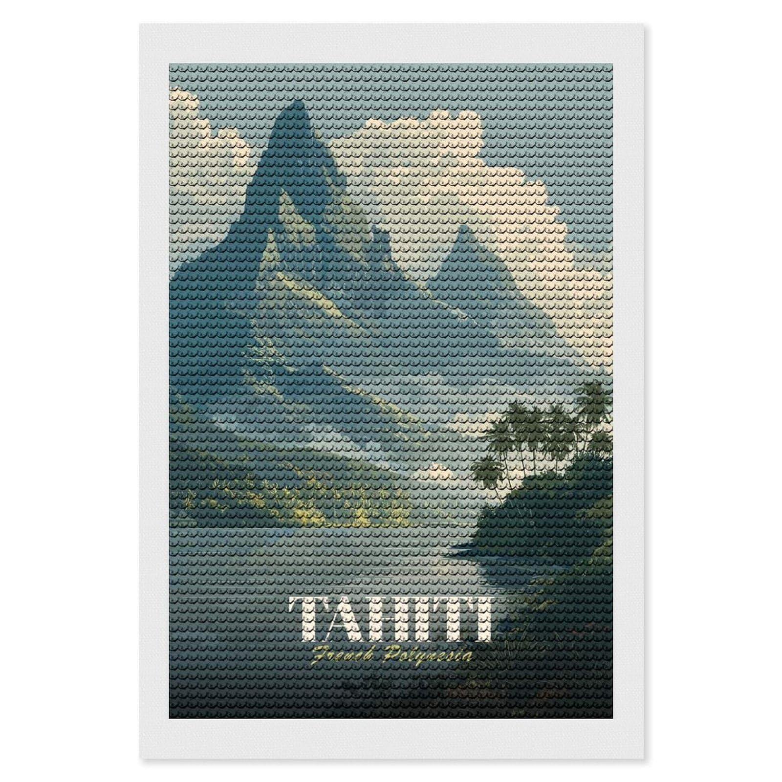 Junmoney Tahiti French Polynesia Travel Diamond Painting Kit 8"x12", Festive Craft Gift, Bedroom Decor, Full Kit Included, Creative Gift Idea
