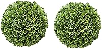 Vista 10 de A&B Home Juego de 5 bolas artificiales de boj para interiores y exteriores, vegetación artificial, bolas de musgo verde sintético, bola topiaria