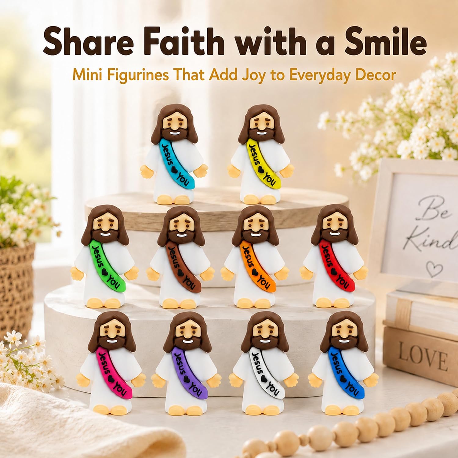 54 Pack Little Jesus Figurines in Bulk, Pocket Jesus Loves You, Jesus Small Figures, Little Tiny Jesus Figures for Church Christmas Party Favors Baptism Gifts Religious Gifts for Easter Egg Stuffers