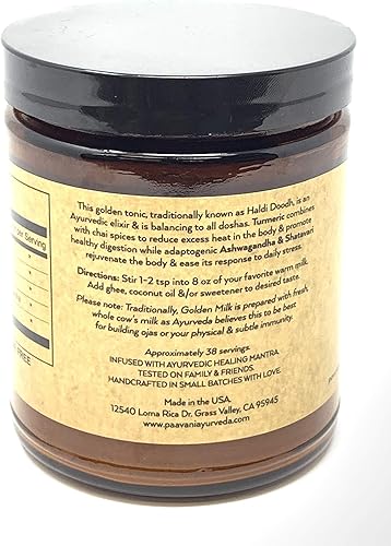 Miniatura 3 de PAAVANI Ayurveda Golden Milk - Hecho en Estados Unidos - Mezcla de cúrcuma ayurvédica y ashwagandha - Suplemento en polvo - Haldi Doodh - 100%