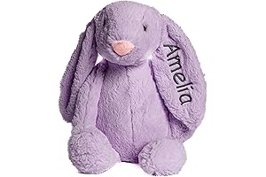 Personalized Medium Purple Plush Stuffed Bunny with Embroidered Name
