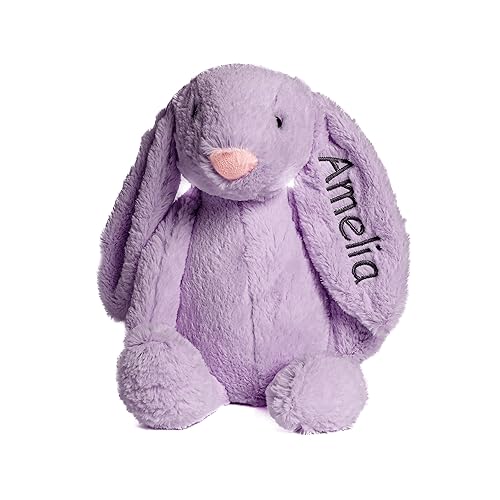 Personalized Super Soft Plush Bunny - 16 Inches Stuffed Animal Toy for Kids - Custom Gift with Embroidered Name on Ear for Easter, Baby Shower Gift