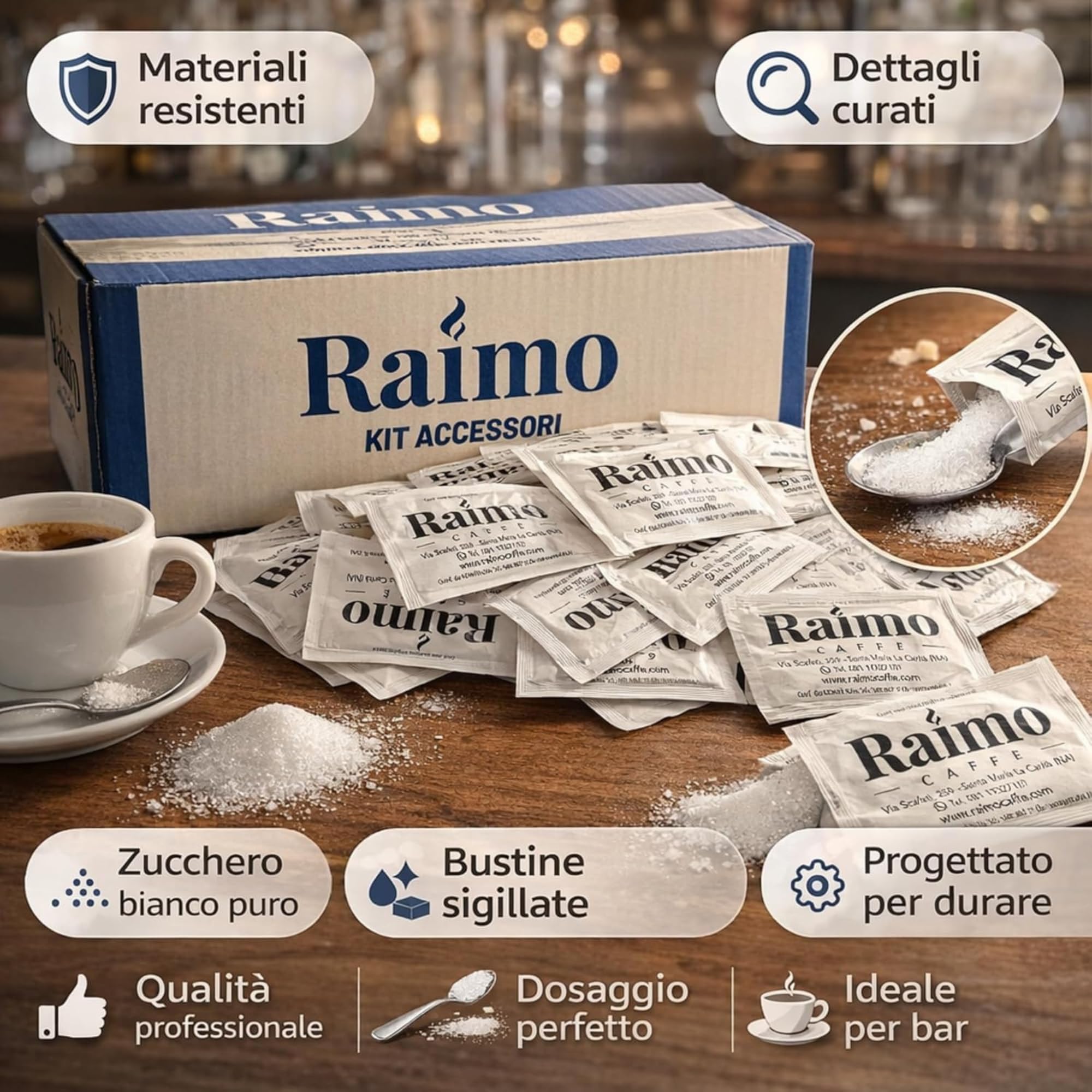 1000 Zucchero Bustine Bianco Monodose 4 g – Bustine Zucchero Monodose Prodotto In Italia - Ideale per Bar, Ufficio, Hotel e Catering – Porzioni Igieniche per Caffè, Tè e Bevande Calde